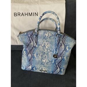 Brahmin Leather Handbag Large Duxbury Satchel - Joyful Oceangrove BRAND NEW